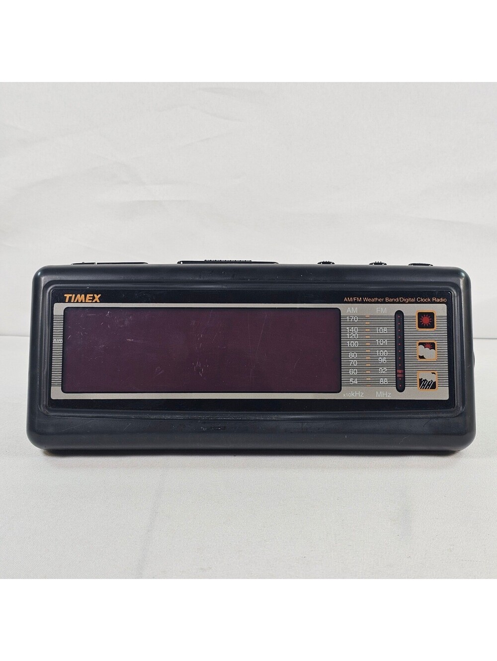 Vtg Timex AM/FM Weather Band Digital Clock Radio Black Instant Weather Tested
